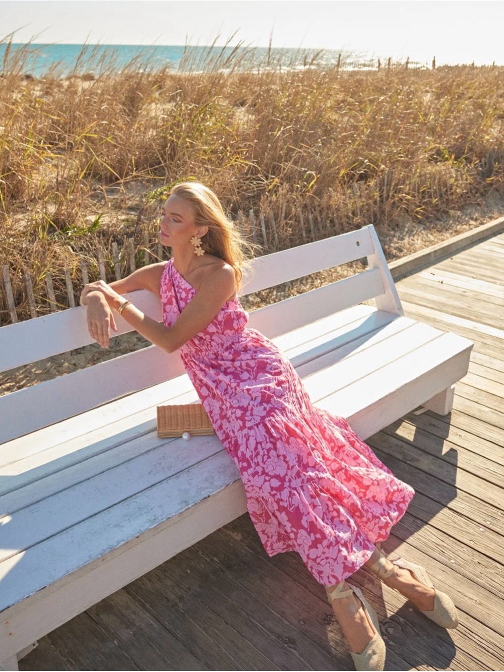 Pink Floral One-Shoulder Maxi Dress - Women